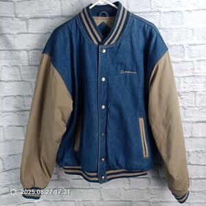 VTG 90s Boeing Denim Varsity Bomber Embroidered Jacket Men's XL Tri Mountain